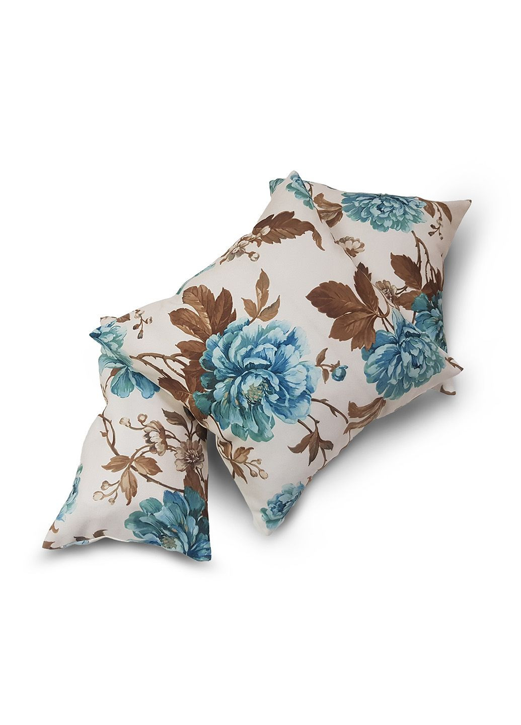 Комплект декоративных подушек 40х40см 2шт 40х22см 1шт молочные с голубым (п_0416) Firanka Flowers (307840192)