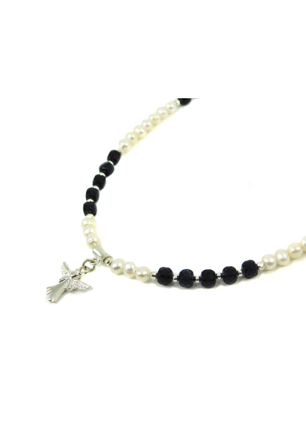 Эксклюзивные бусы "Ангелита" Авантюрин кубик, Жемчуг, серебро Fursa fashion (322316423)