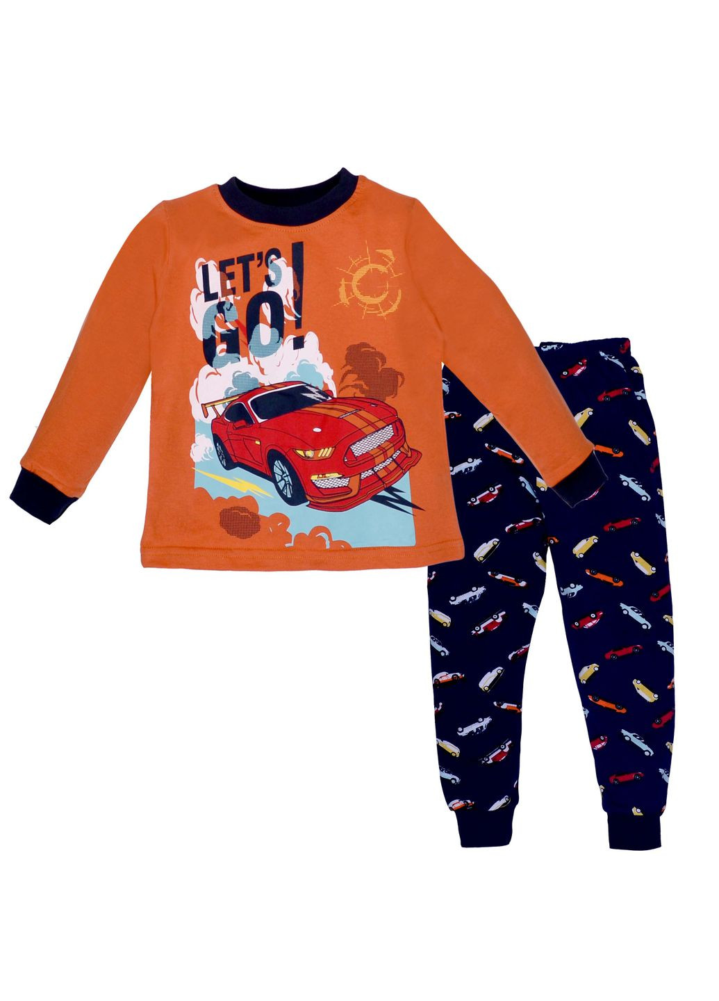 Оранжевая всесезон пижама детская татошка - удобная и стильная кофта + брюки JUGO 0101302тас