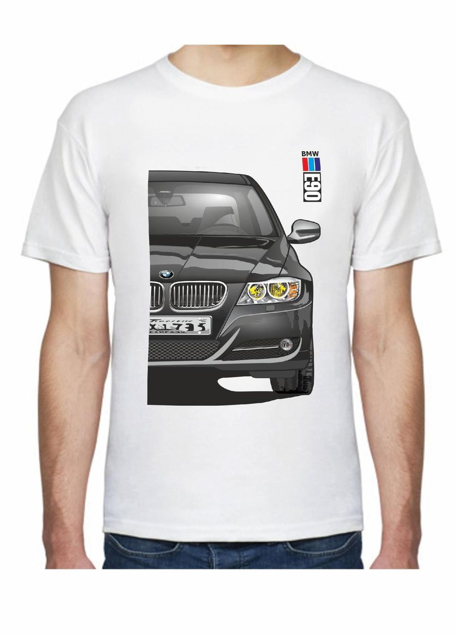 Біла футболка чоловіча з принтом bmw e90 stock fr 207391 біла Avtolife