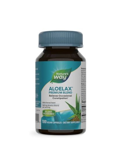 Алоэ Вера с фенхелем, 340 мг, Aloelax with Fennel Seed,, 100 вегетарианских капсул Nature's Way (322768119)
