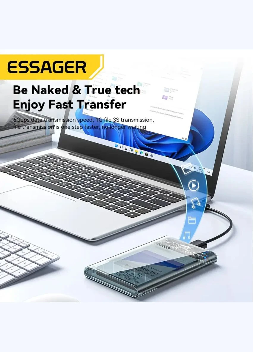 Жесткий диск (pp bag) Cosmos 2.5 inches SATA 3.0 SSD Hard Disk Enclosure Transparent (EYPS0XZ20-P) Essager (302801453)