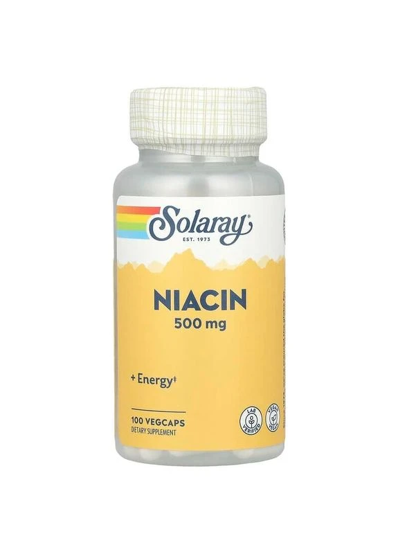 Вітамін B3 Niacin 500 mg, 100 вегакапсул Solaray (400139376)