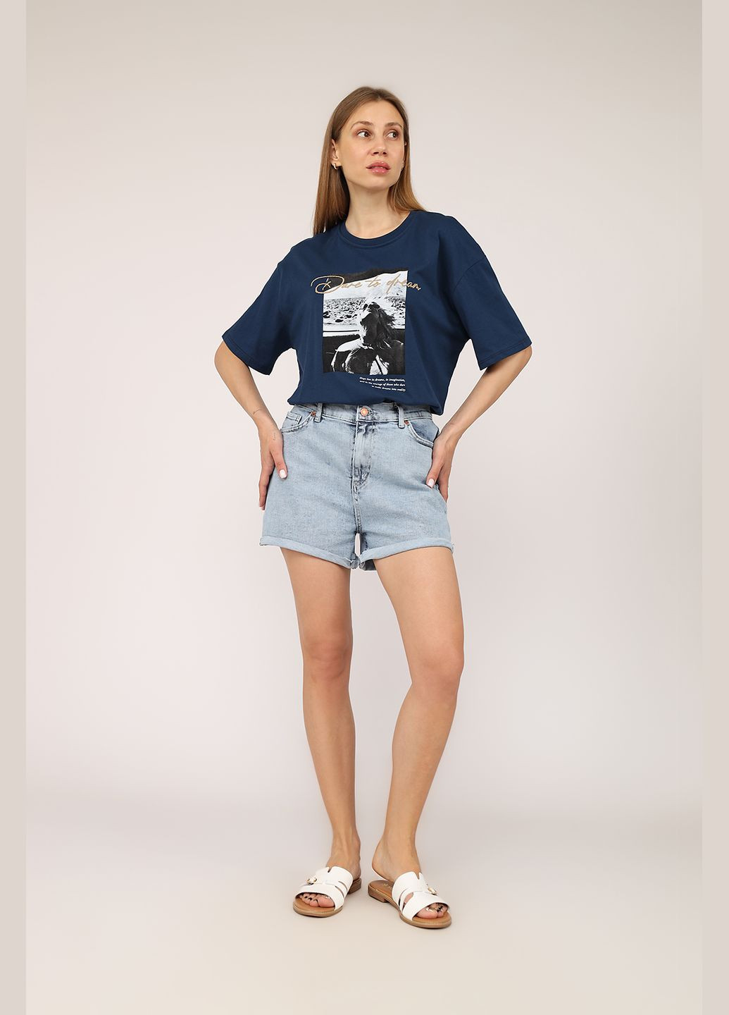 Футболка с коротким рукавом женская цвет темно-синий CB-00275600 Divon - (334429450)