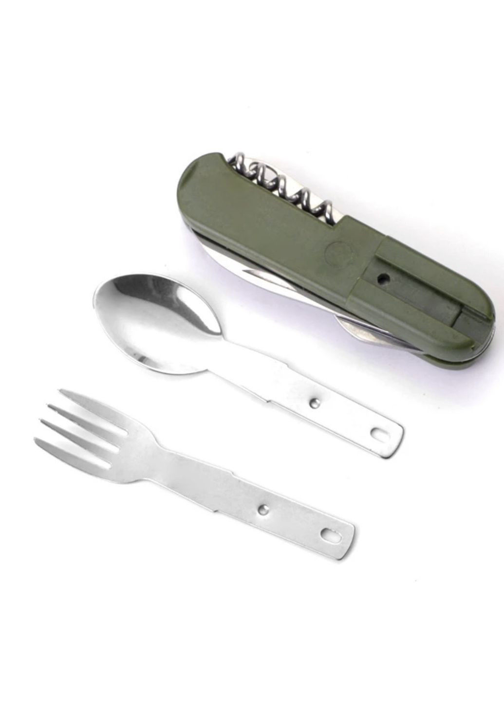 Туристический мультитул, складной набор нож, фонарик 9в1 "MultiTravel" с чехлом (зеленый) China (366890763)