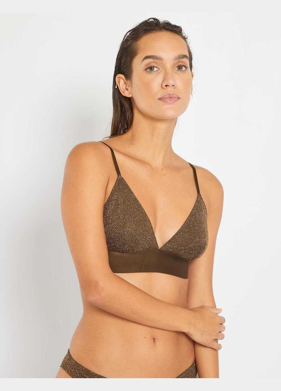 Темно-зелёный бюстгальтер,болотный с принтом, Kiabi