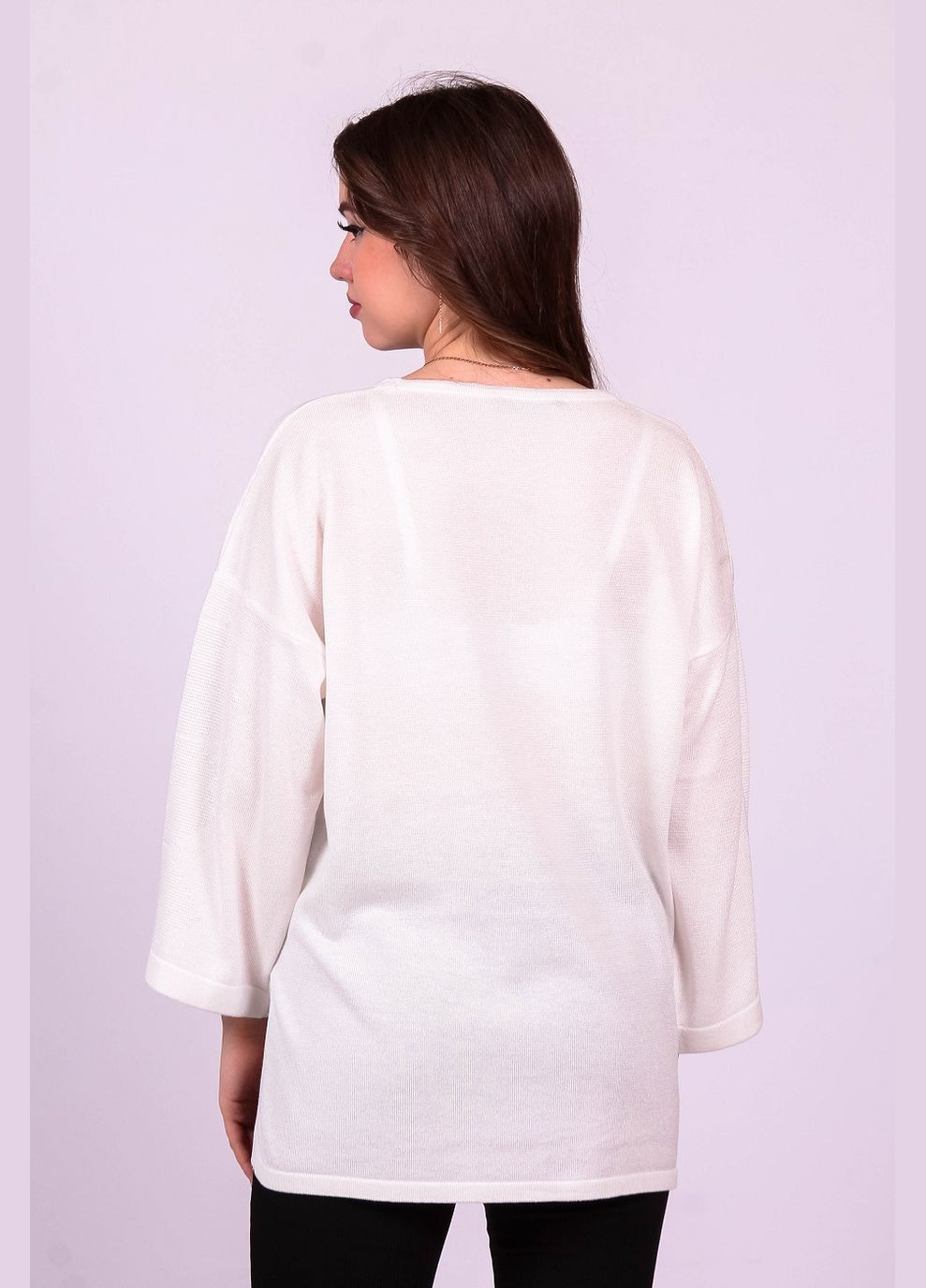 Молочный свитер нарядный женский 92077 трикотаж люрекс молочный Актуаль