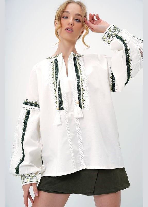 Біла сорочк авишита "весняний подих" ESQ вільна бавовна (335014357)