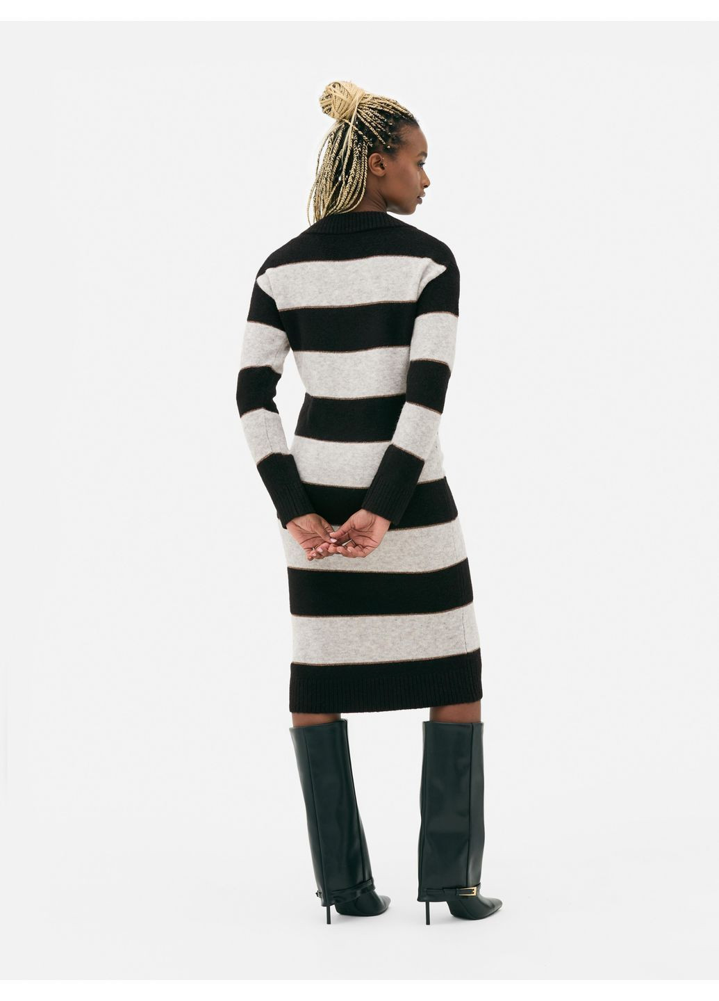 Черное платье демисезон,черный в полоску, Primark