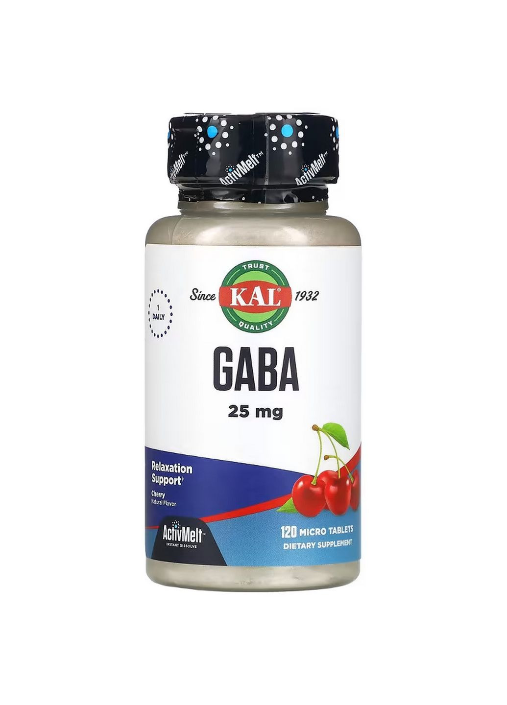 Амінокислота GABA 25 mg, 120 міні пігулок Вишня KAL (294926702)