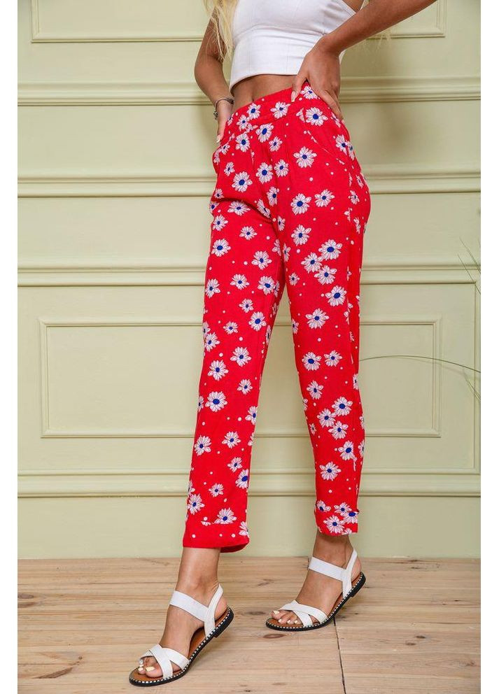 Жіночі бриджі на гумці, червоного кольору в принт, 172R66 Ager (362912999)