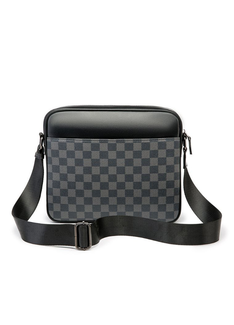 Мужская сумка для документов большая барсетка на плечо черная в клетку стиль Луи Витон для работы и учебы сумка-планшетка ProDobro (363222621)