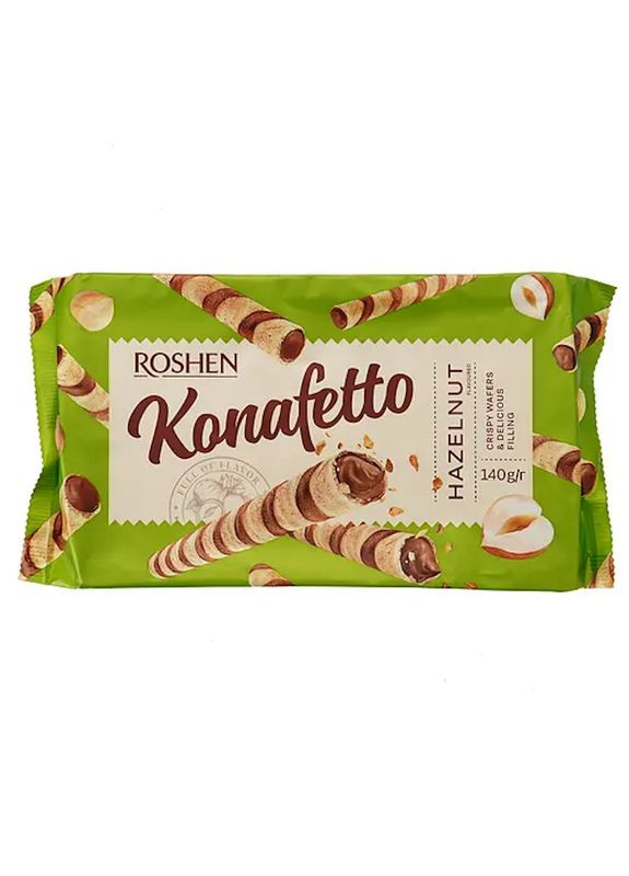 Вафельні трубочки Konafetto з горіховою начинкою Roshen 140г (22-0417) Кукумбер (333338711)