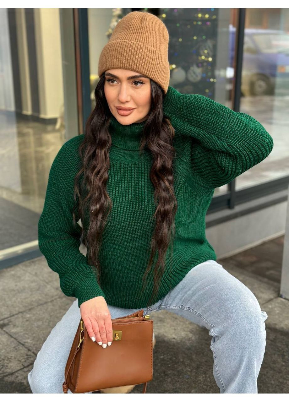 Изумрудный женский вязаный свитер Osoblyva