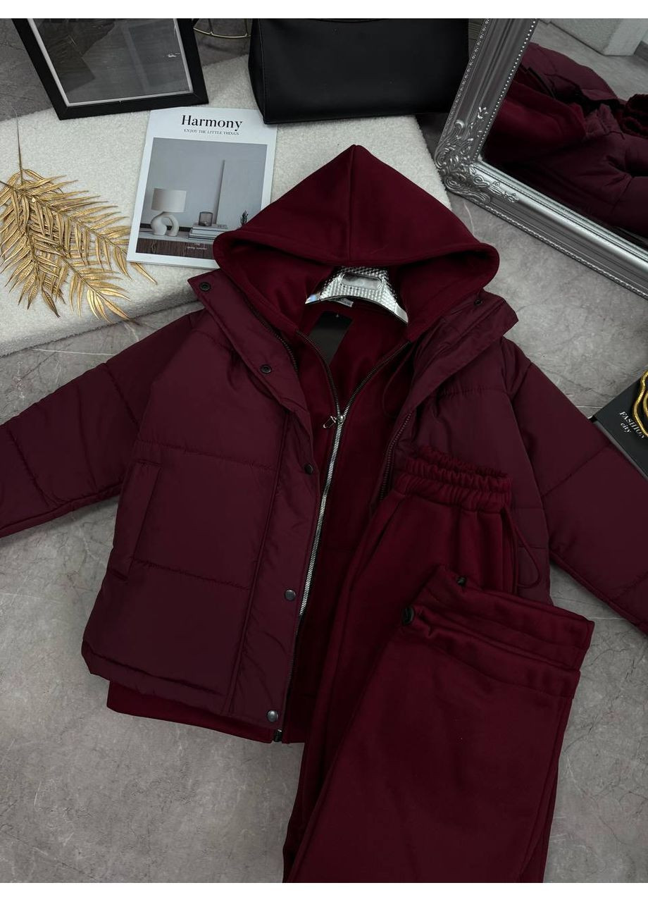 Костюм 4286 тройка трехнитка на флисе кофта и брюки,куртка матовая плащевка синтепон 250 Україна (369811975)