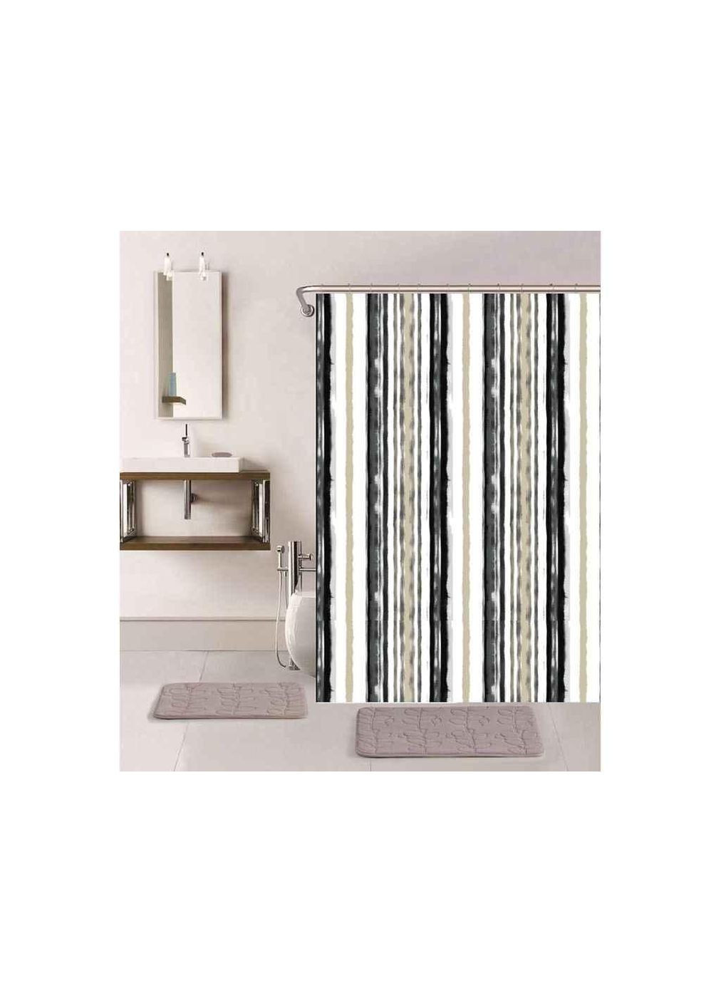 Штора для ванной 180*180см (занавеска) из полиэстера 12 колец XRQRP-057 ТМ Dariana (303809576)