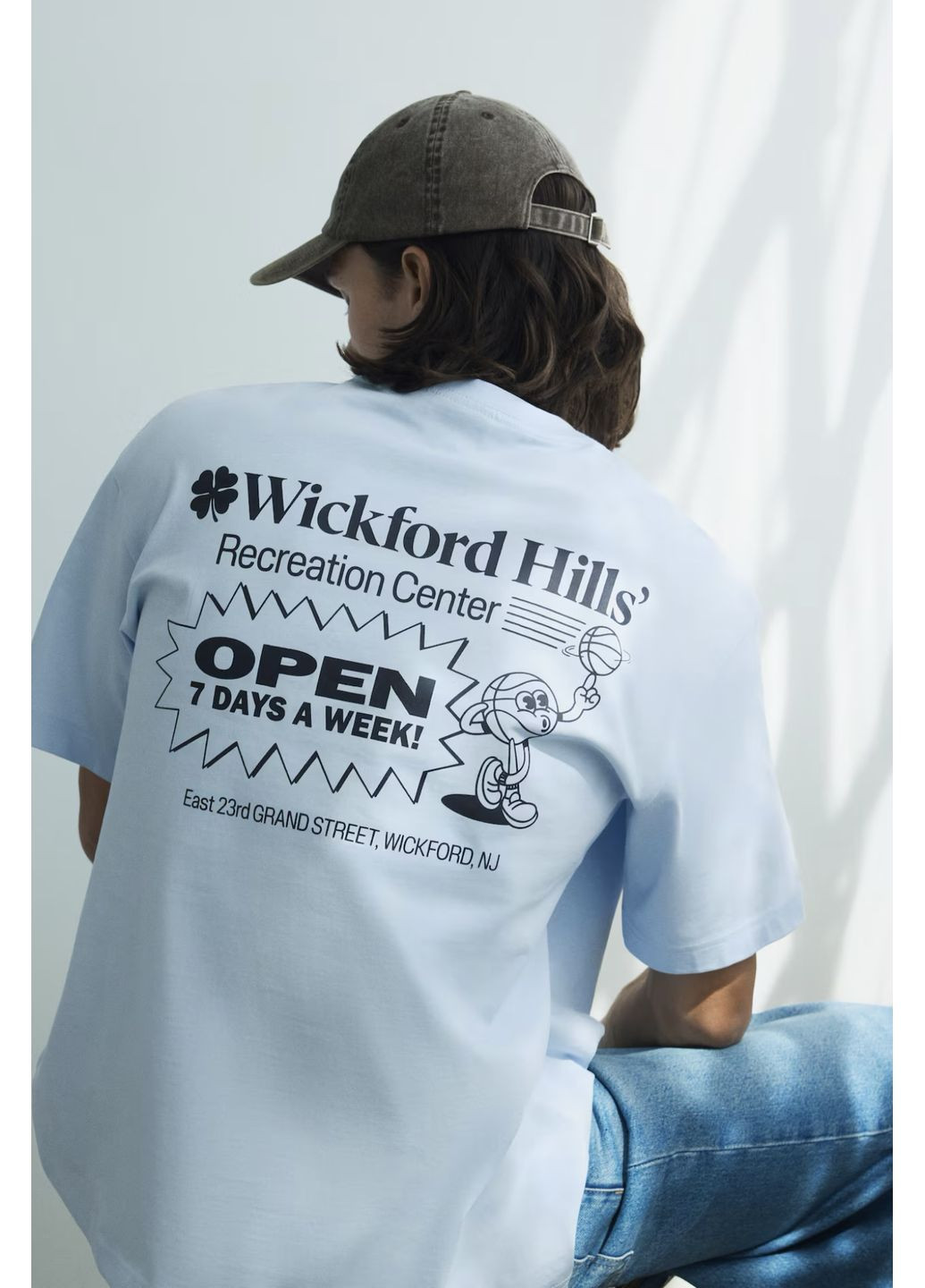 Голубая футболка H&M loose fit