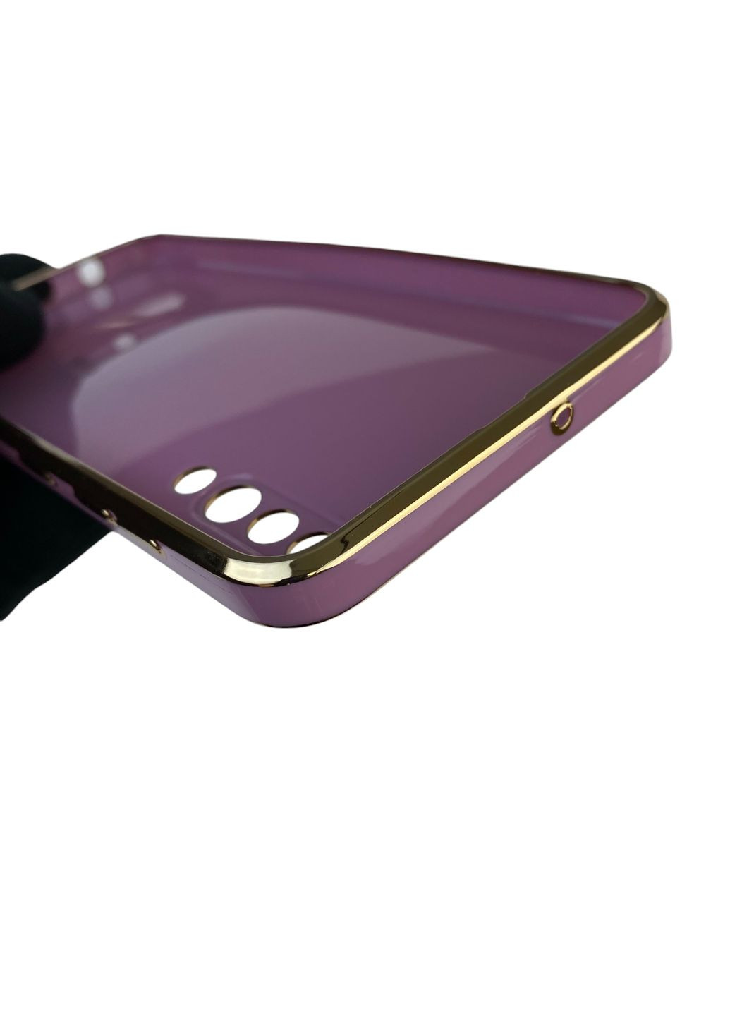 Чохол для Galaxy A50 (SM-A505F) глянцевий з кільцем MagSafe із золотою окантовкою на самсунг а50 чорничний gs1 Samsung (366229069)