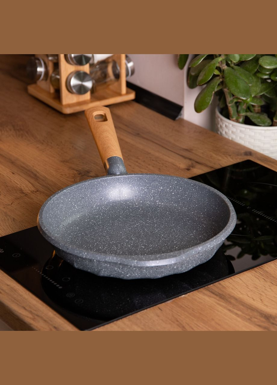 Алюмінієва сковорода 2,8 л, мармурове антипригарне покриття Ø 28 см, товсте дно сірий HP-4-420G MGC (306849119)