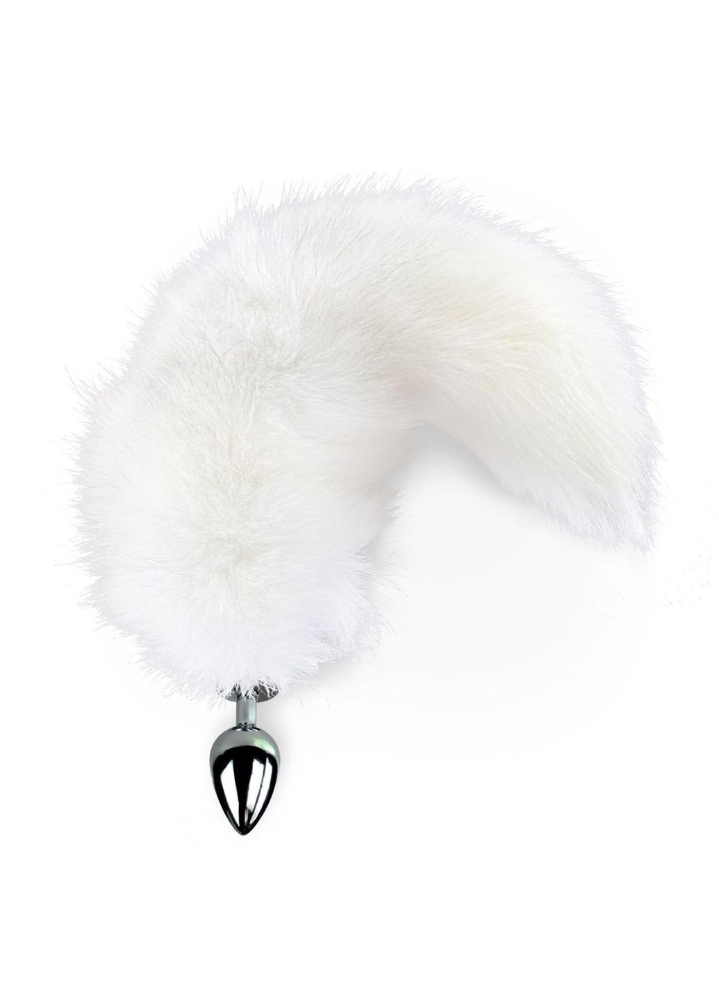 Металлическая анальная пробка с хвостом из натурального меха Art of Sex size M White fox No Brand (366877644)