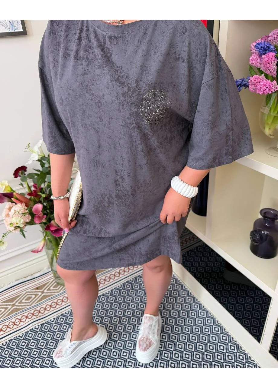 Платье-футболка из турецкого кулира варка со стразами oversize ‼️Замеры в описании‼️ GD/GL Модний простір - (397031908)
