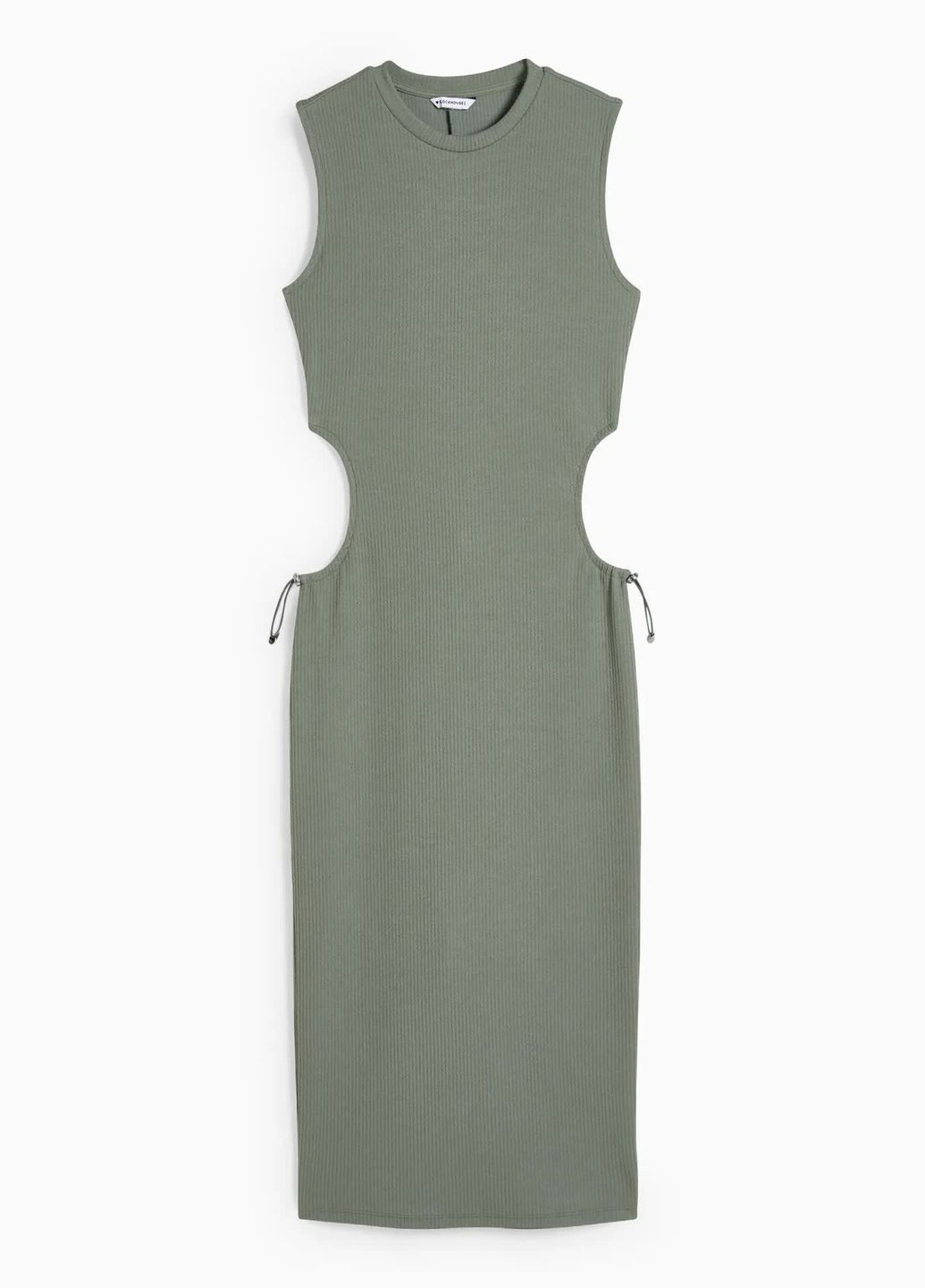 Оливковое (хаки) кэжуал платье в рубчик C&A однотонное