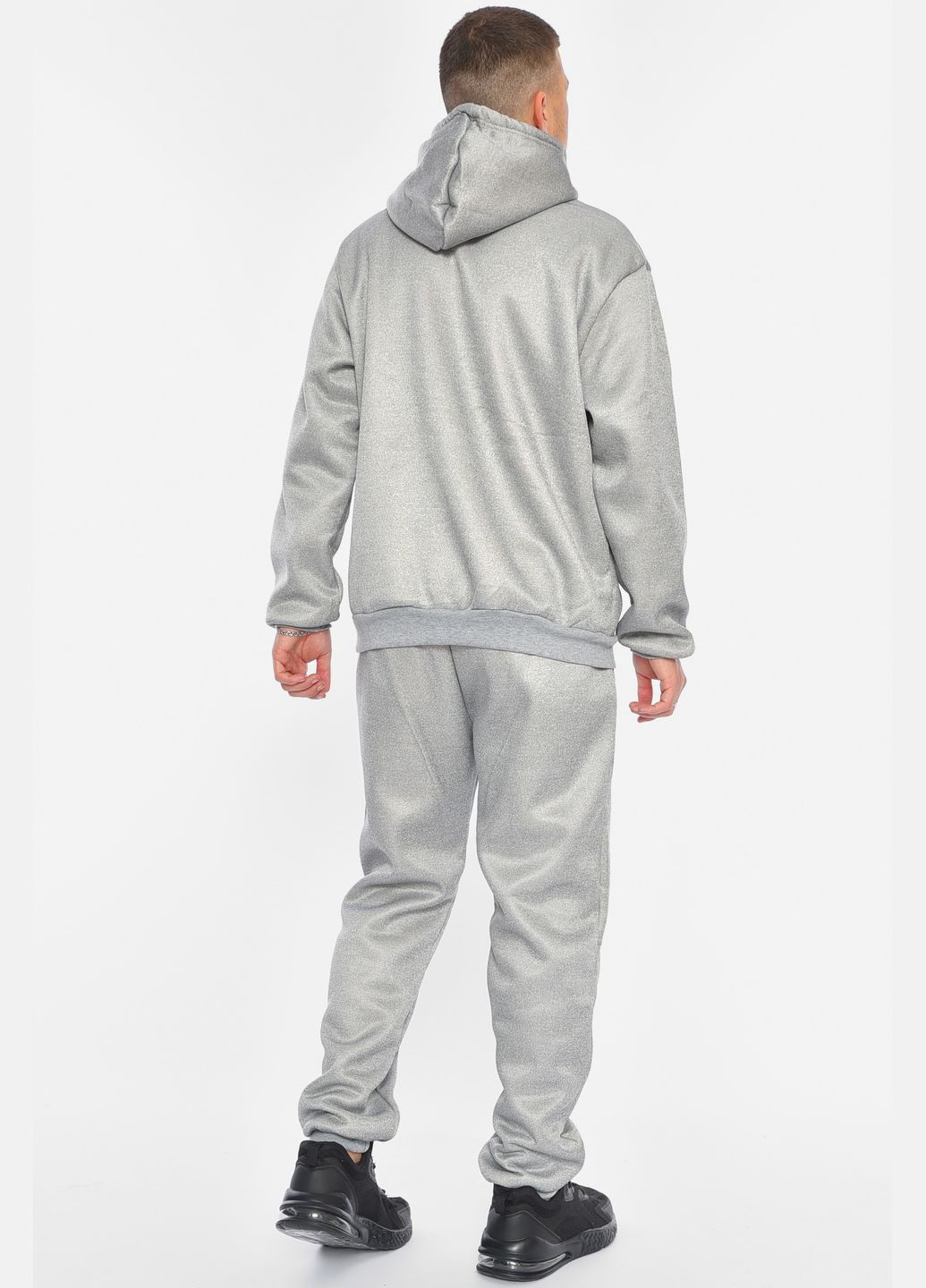 Серый зимний спортивный костюм мужской полубатальный на евро меху серого цвета брючный Let's Shop