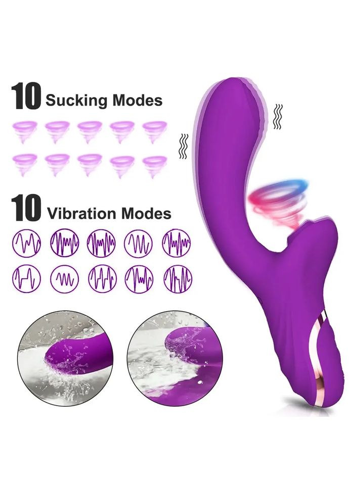 Женский вибратор вакуумный стимулятор клитора и точки G Вакуумный массажер фиолетовый No Brand (316630628)