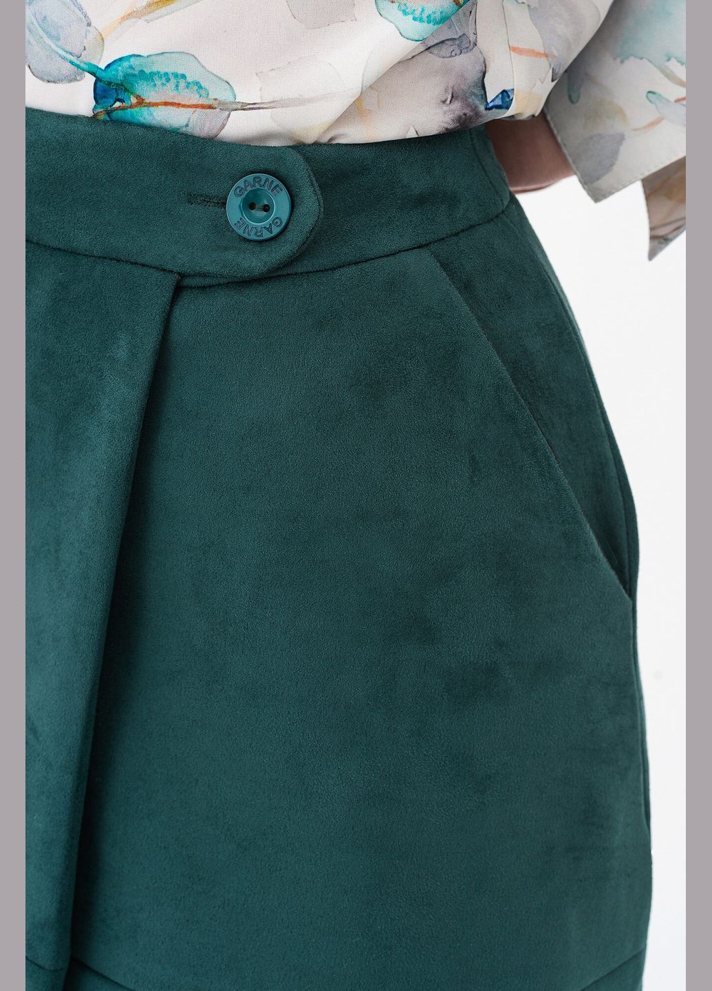 Зеленая кэжуал однотонная юбка Garne на запах