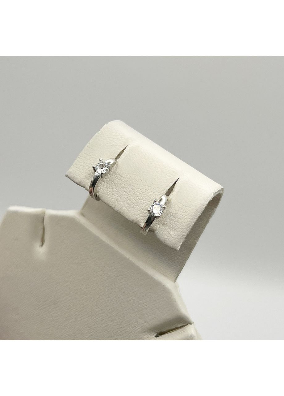 Сережки-кільця срібні з кубічним цирконієм 10 мм 0,9 г No Brand (369736730)