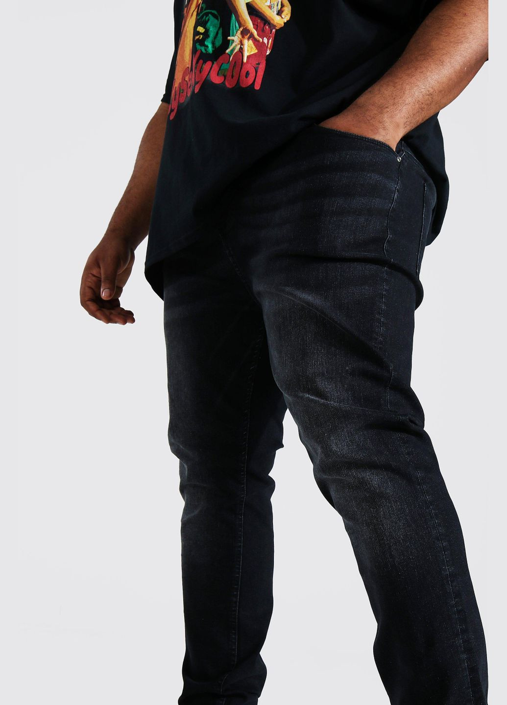Черные демисезонные скинни джинсы Plus Super Skinny MZZ41730 Boohoo