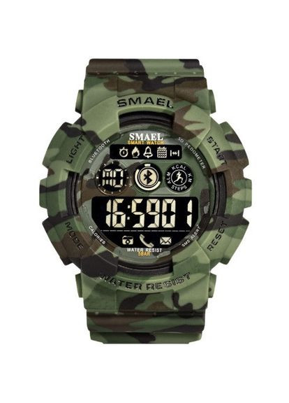 Чоловічий спортивний камуфляжний смарт-годинник 8013 smart watch, наручний спортивний годинник воєнний армійський Зелений Smael (308050986)