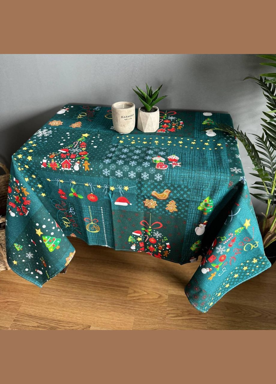 Скатерть Зеленый огонек рогожка 150 х 220 см Зеленая No Brand (302815287)