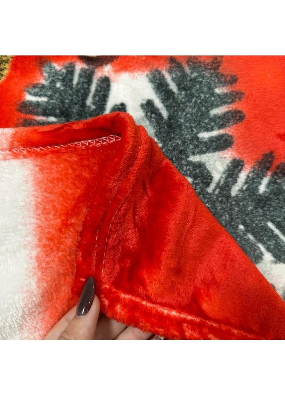 Новорічний Плед-Покривало червоного кольору з малюнком, Євро 200x220 см. No Brand (365749761)