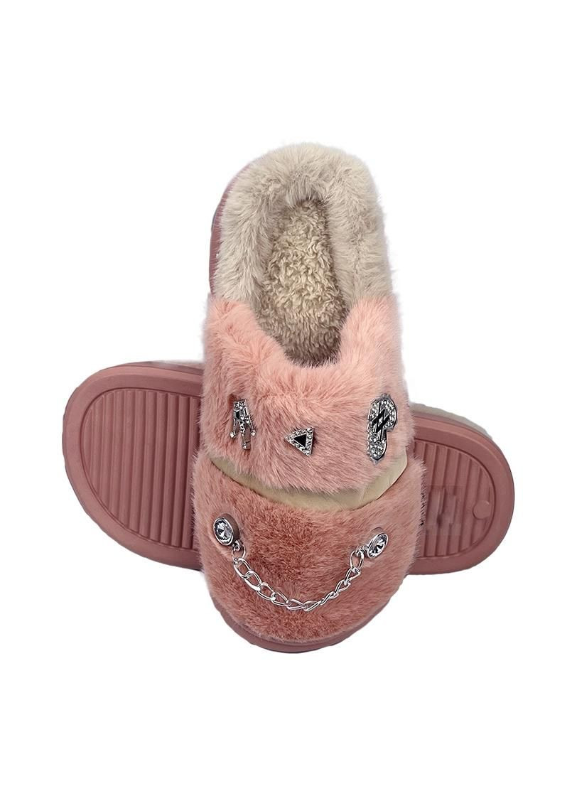 Розовые домашние тапочки женские на платформе с джибитсами розовые 5156-4 Sanlin