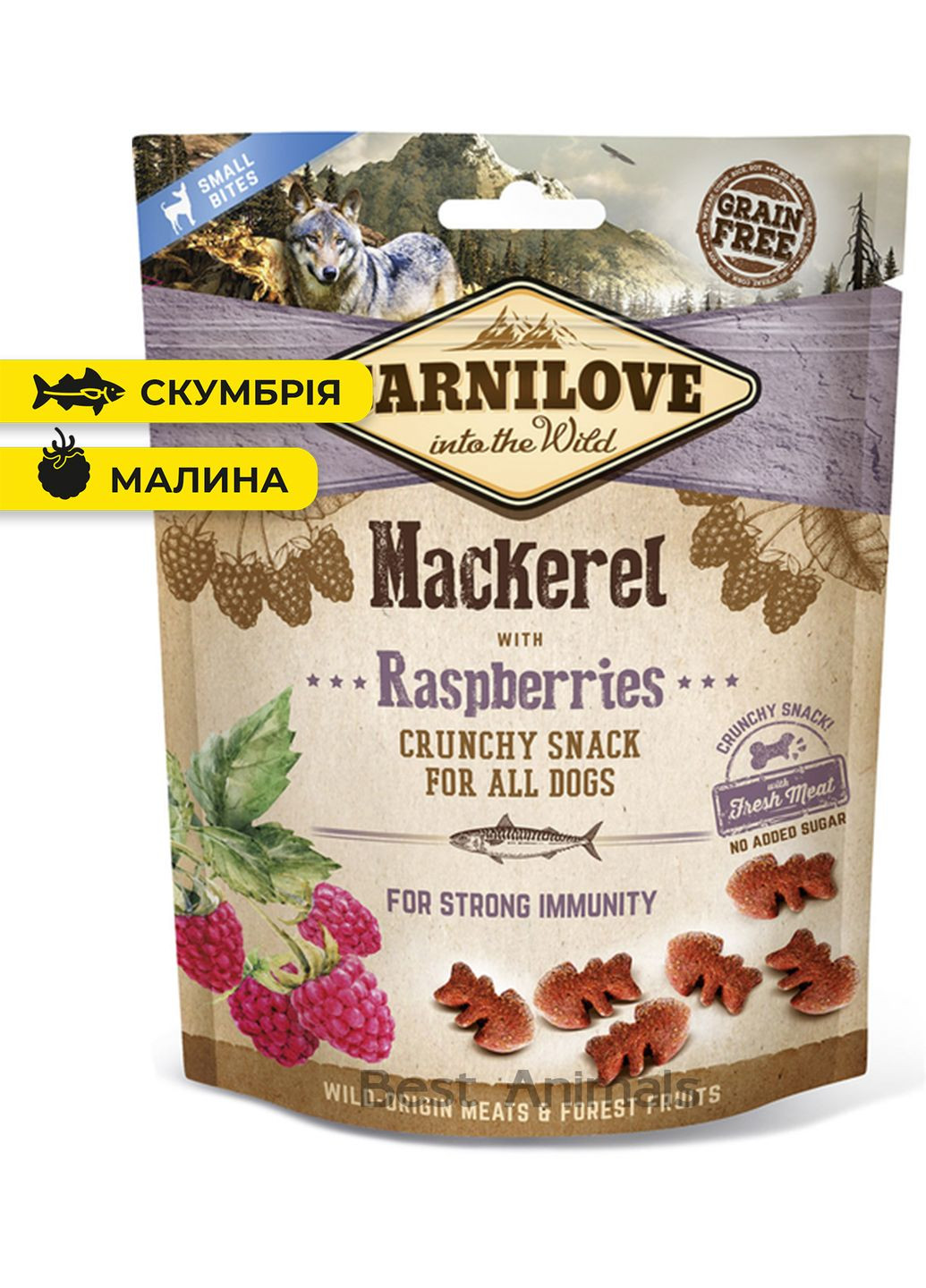 Хрусткі ласощі для малих порід собак Карнілов з скумбрією та малиною 200 г (8595602528875) Carnilove (354702489)
