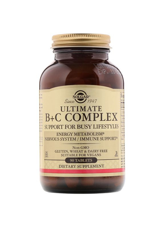 Витамины В + С, комплекс, Ultimate B+C,, 90 таблеток Solgar (371145160)