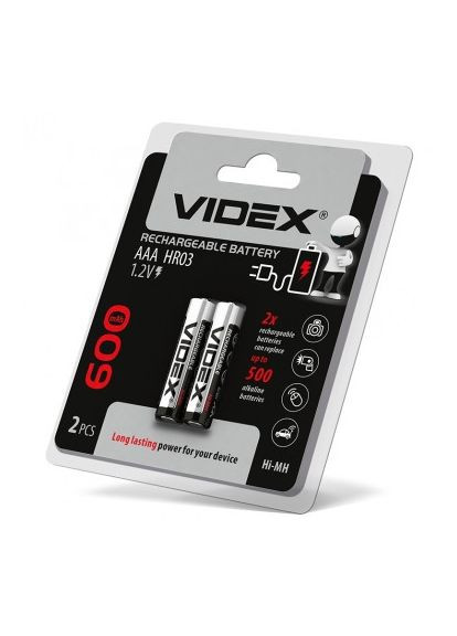 Акумулятор AAA 600mAh 1.2V R3 Ni-MH(ціна за уп.2шт.) Videx (334293225)