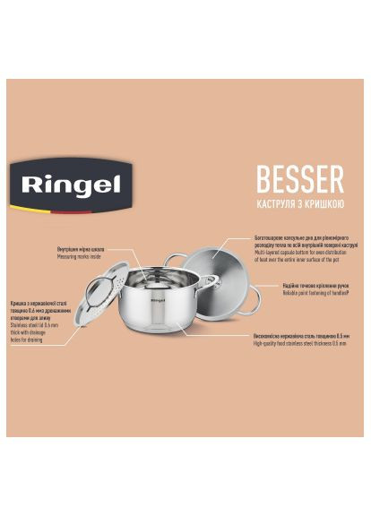 Каструля Besser з кришкою 4,2 л (RG-2021-22) Ringel Besser з кришкою 4, 2 л (366692769)