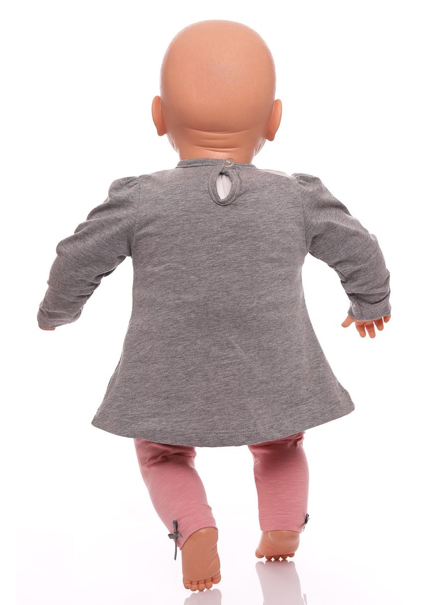 Сірий демісезонний костюм з довгим рукавом для дівчинки трикотажний з кішкою сірий 74 см (33859) BABYKROHA