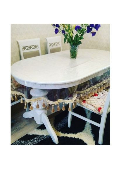 Силиконовая скатерть СALIPSO с Бежевой Бахромой и бусинкой 140x90 см Calipso (313288332)