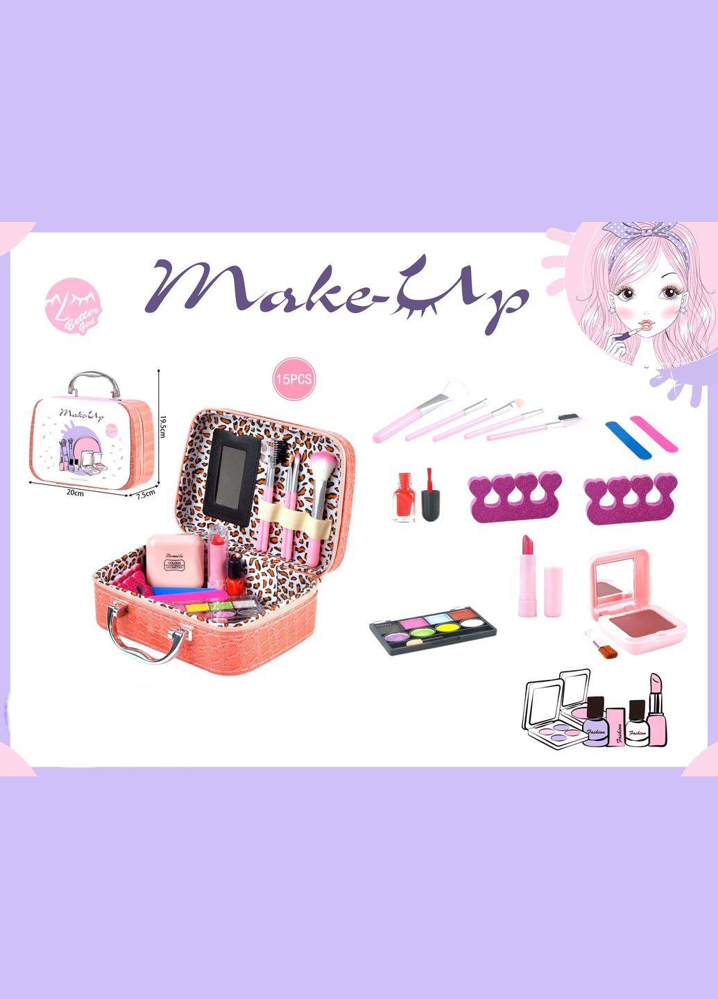 FT2100-B Набор сумочка косметика "Make-up Better Girl" 2 в1 15 аксессуаров в наборе Huada Toys (330603684)