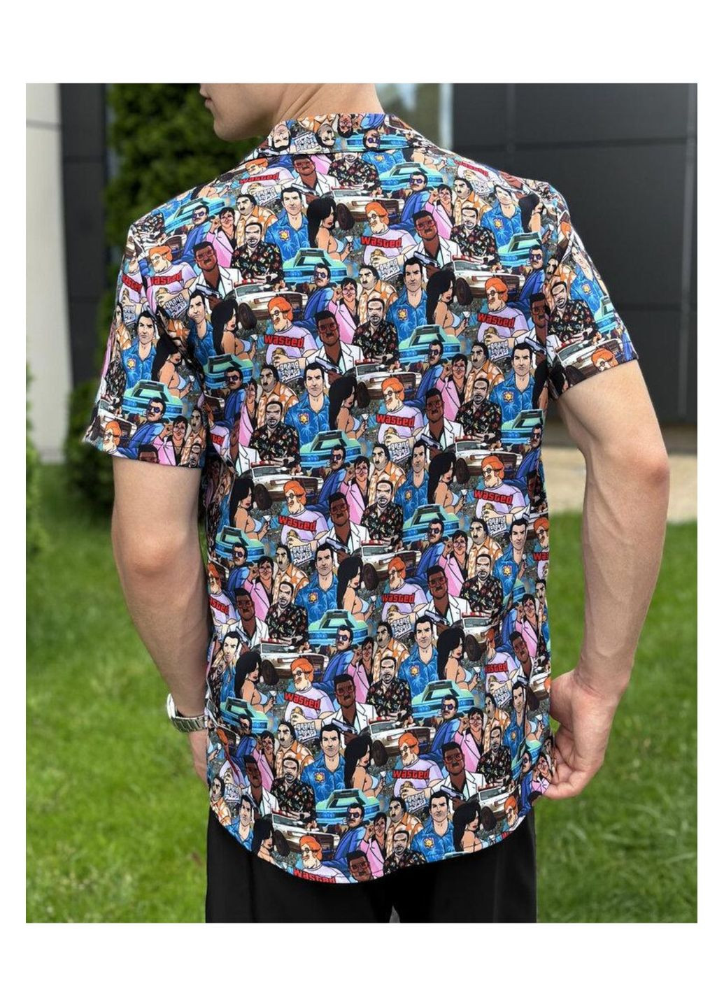 Голубой повседневный, пляжный рубашка No Brand