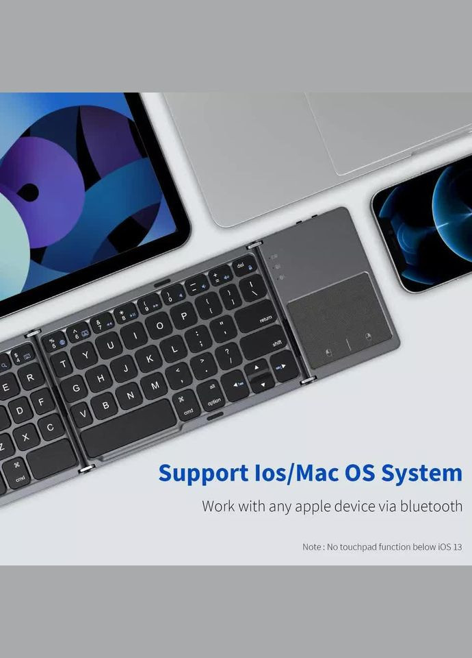 Беспроводная клавиатура с тачпадом складна VHG B033 Foldable Bluetooth Keyboard Black P&S (328924875)