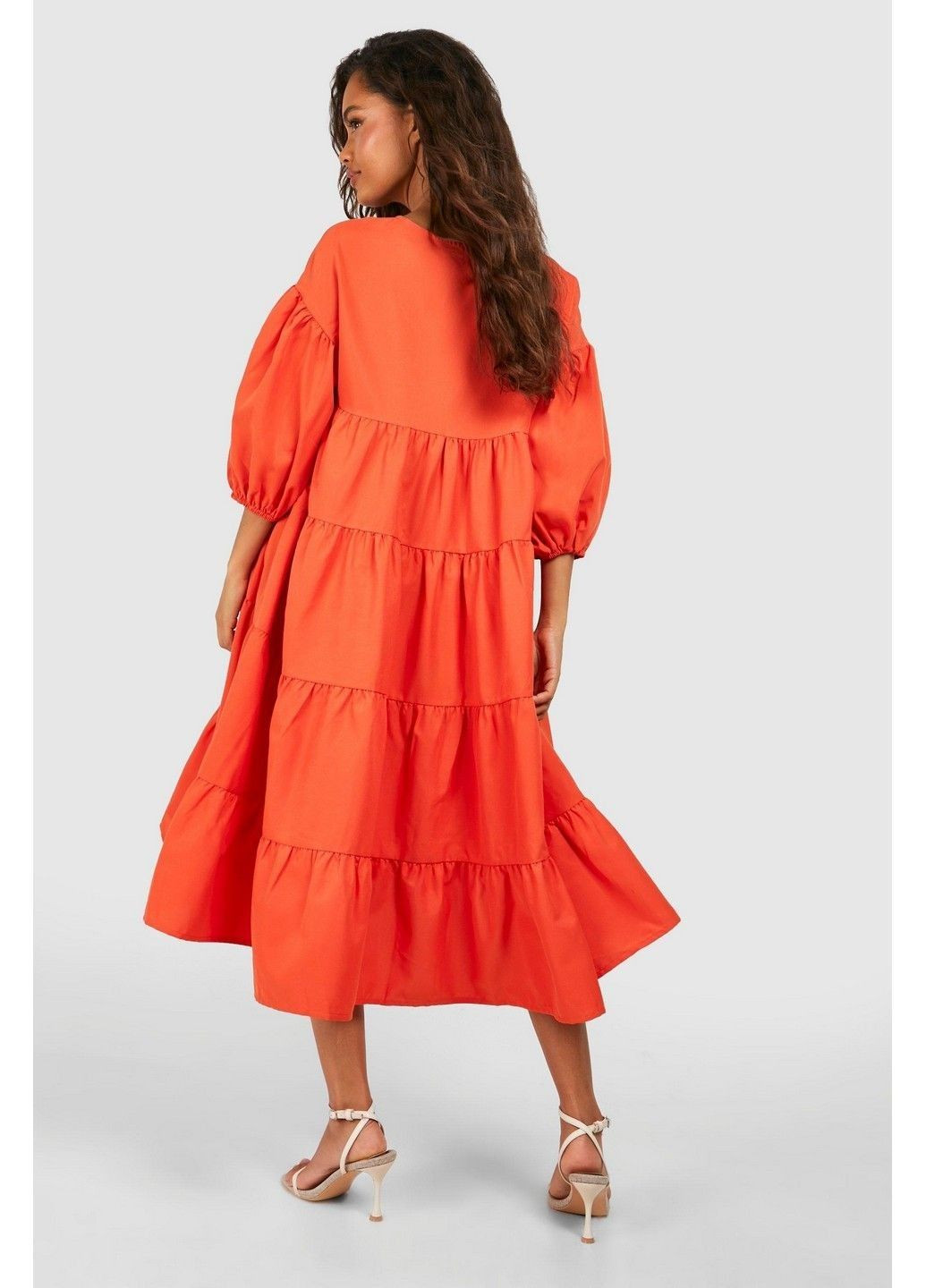 Оранжевое кэжуал платье Boohoo однотонное