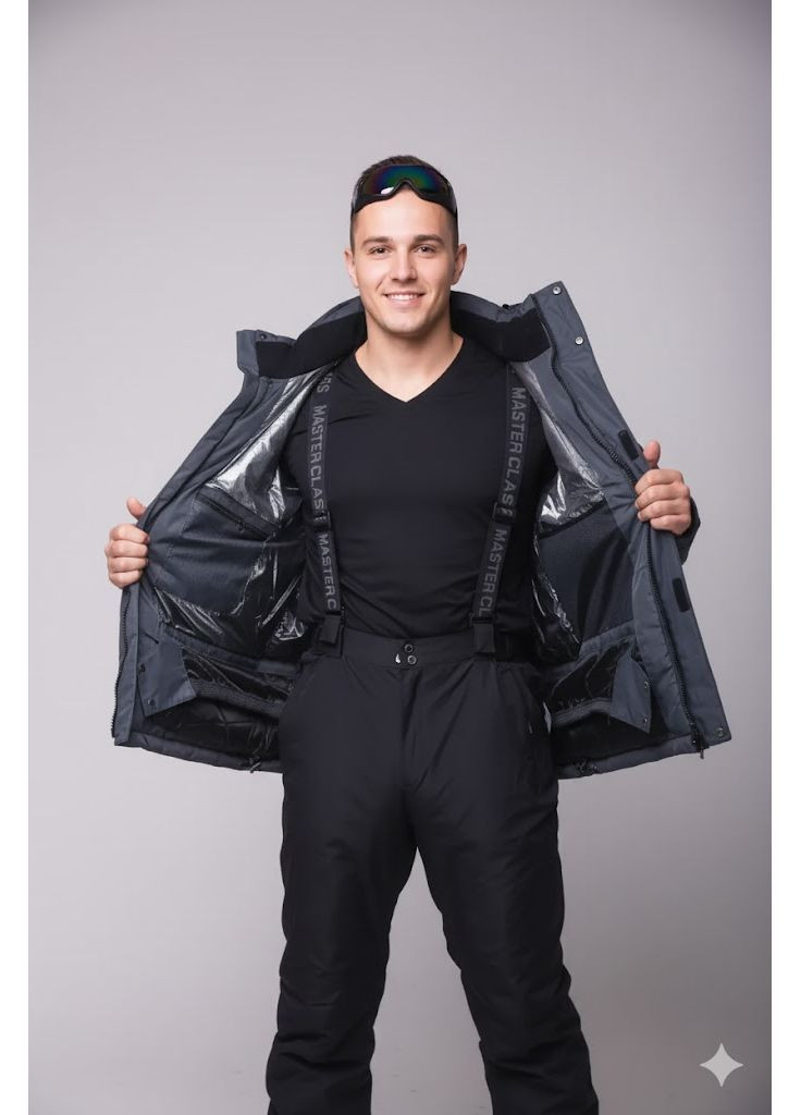 Мужская термокуртка больших размеров горнолыжная повседневная сноубордическая 8812-серый Aolugang куртка лижна (365727044)