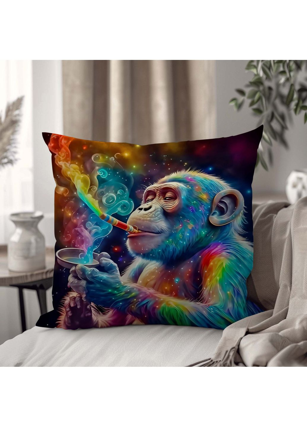 Плюшевая подушка "Король обезьян", 33×33 см, 3D изображение / 1309033UA WONKEY (359448041)