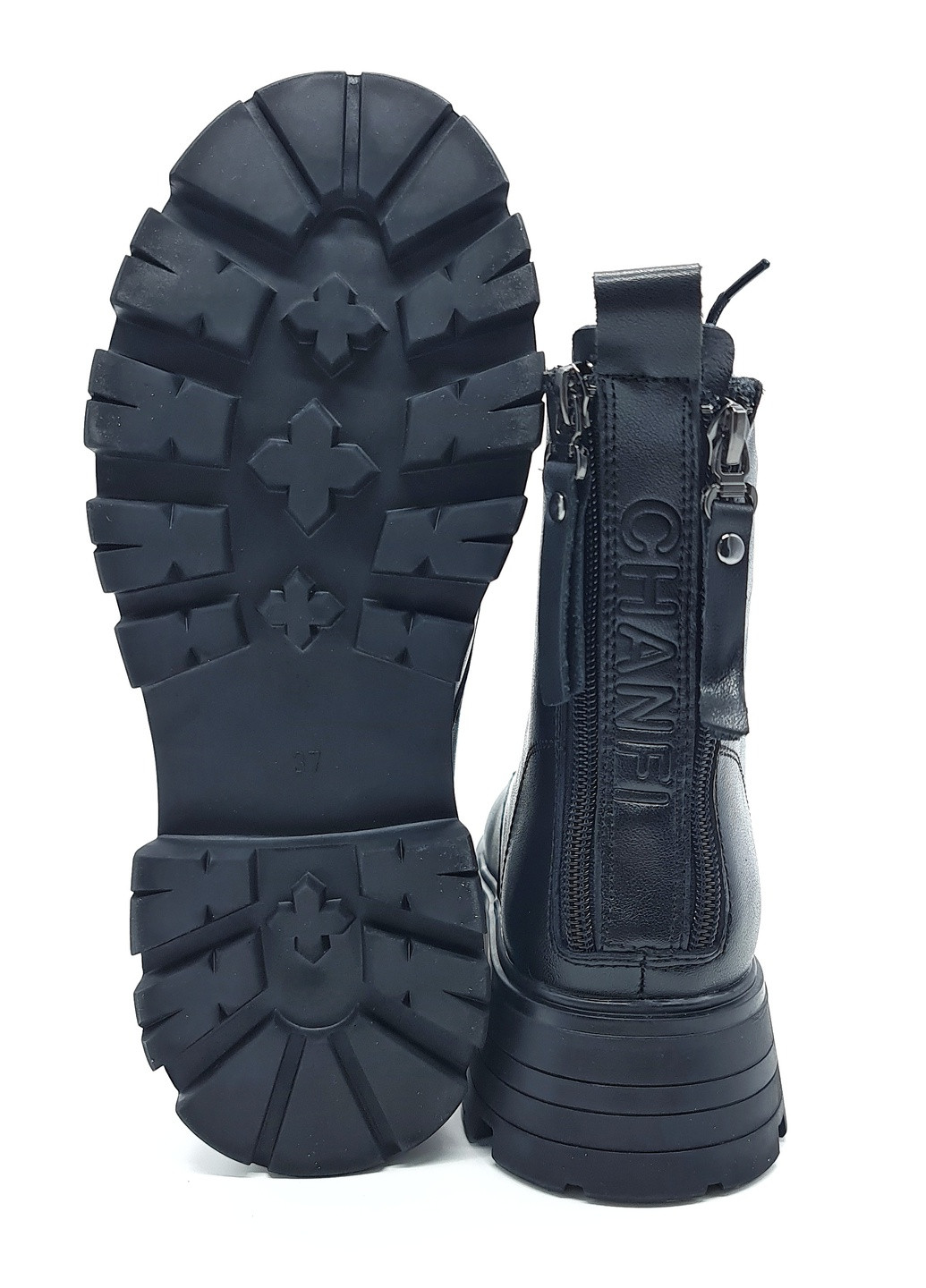 Осенние женские ботинки на овчине черные кожаные ya-19-4 230 мм (р) Yalasou