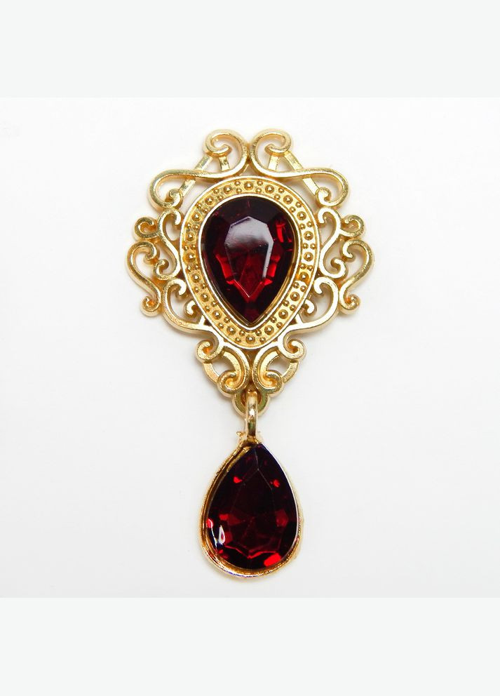 Стразовий декор Крапля, ажурна оправа-золото, 50х25 мм, бордовий No Brand (341731351)