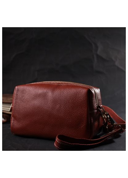 Сумка Женская с двумя ремнями из натуральной кожи Коричневая (22273) Vintage Жіноча з двома ременями з натуральної шкіри Коричн (357490504)